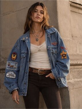 Rare Harley Davidson Oversized Denim Trucker Jacket Patches 100% Cotton XXL